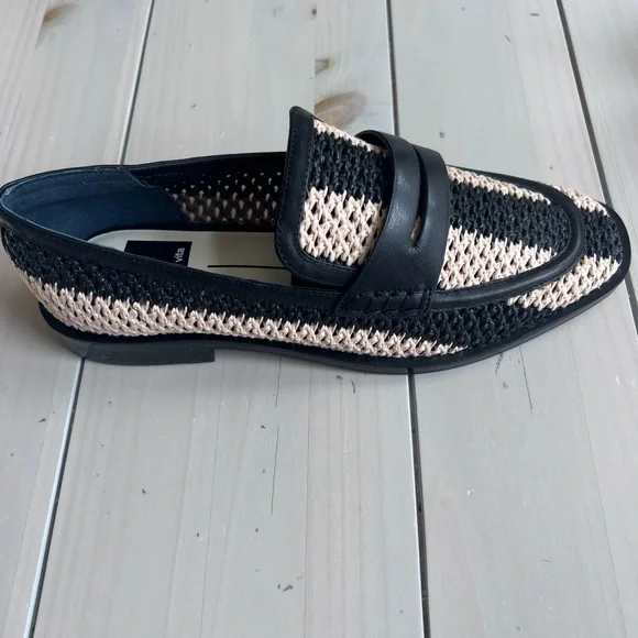 New, Dolce Vita Halley Black and Cream Patterned Loafers - Picture 2 of 8